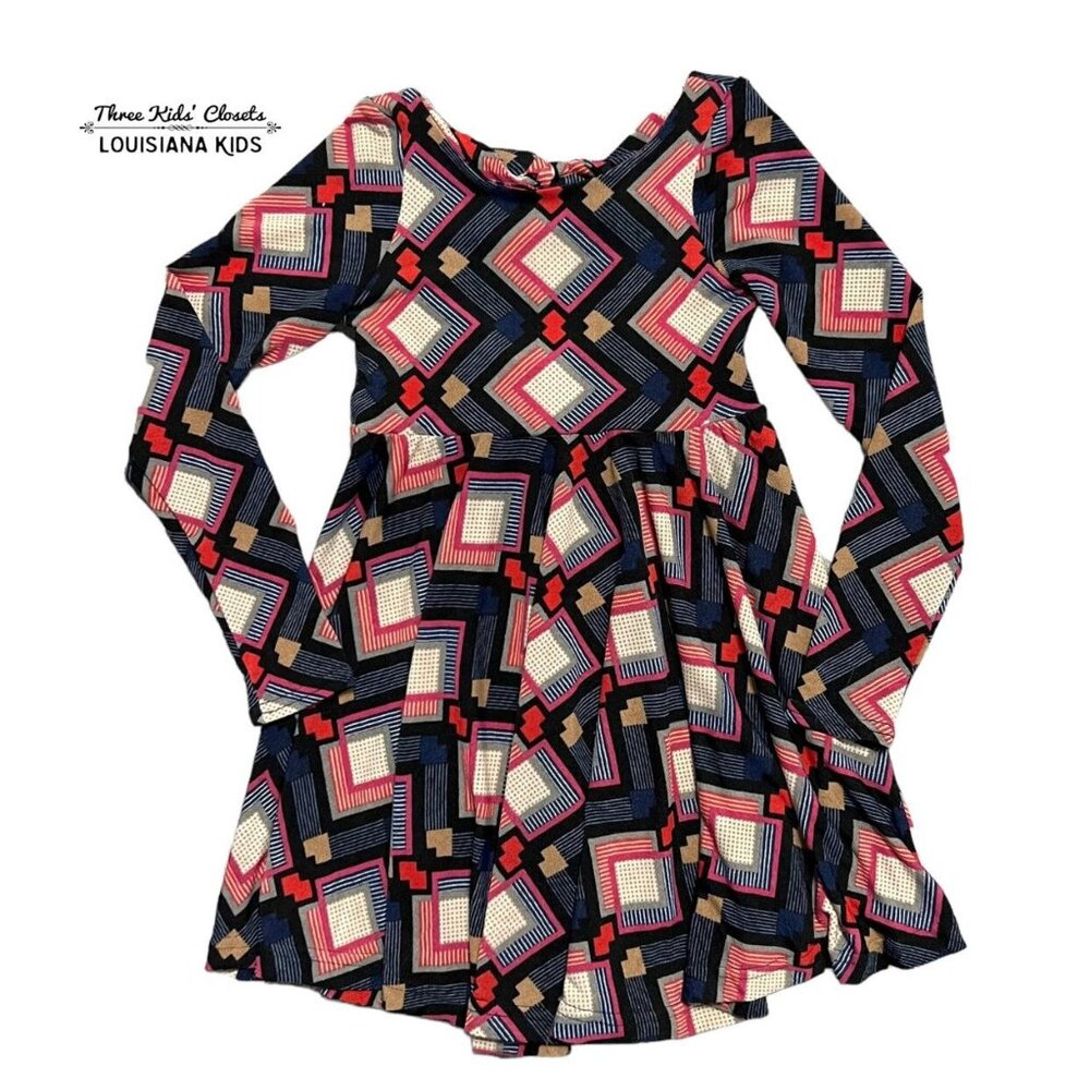 Lake & Ramona Sz 6 Custom Handmade Geometric Print Dress